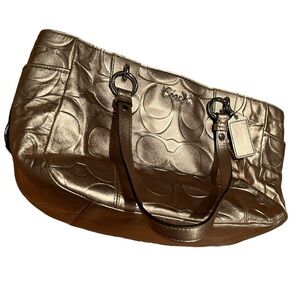 Vintage Coach Gold Metallic Monogram Shoulder Bag